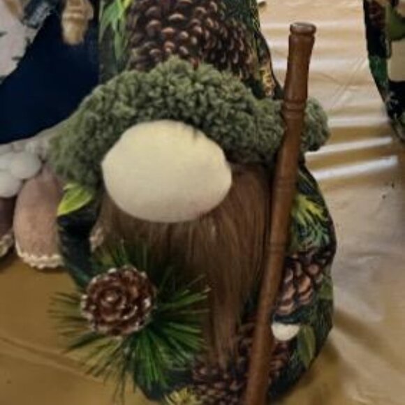 Handmade Adorable Rustic Gnome with Pinecone and lantern - Picture 1 of 4